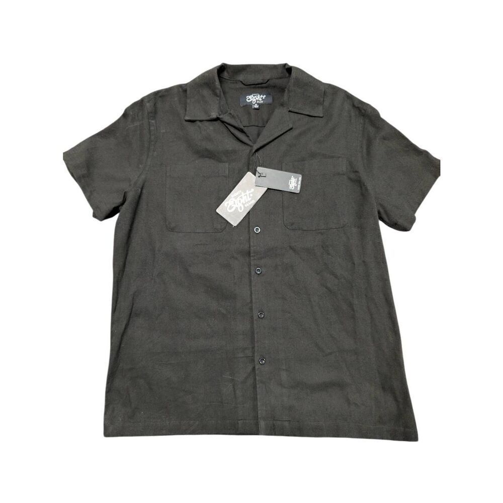 NWT EIGHTY EIGHT 88  BLACK SHORT SLEEVE COLLARED BUTTON DOWN SHIRT MEN'S M